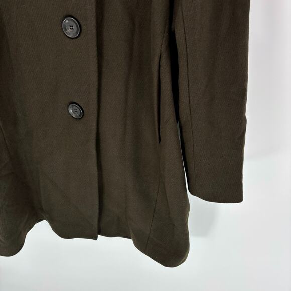 NEW DKNY Coat Jacket XL Wool Blend Shawl Collar Overcoat Lined Moss Green - Picture 5 of 9